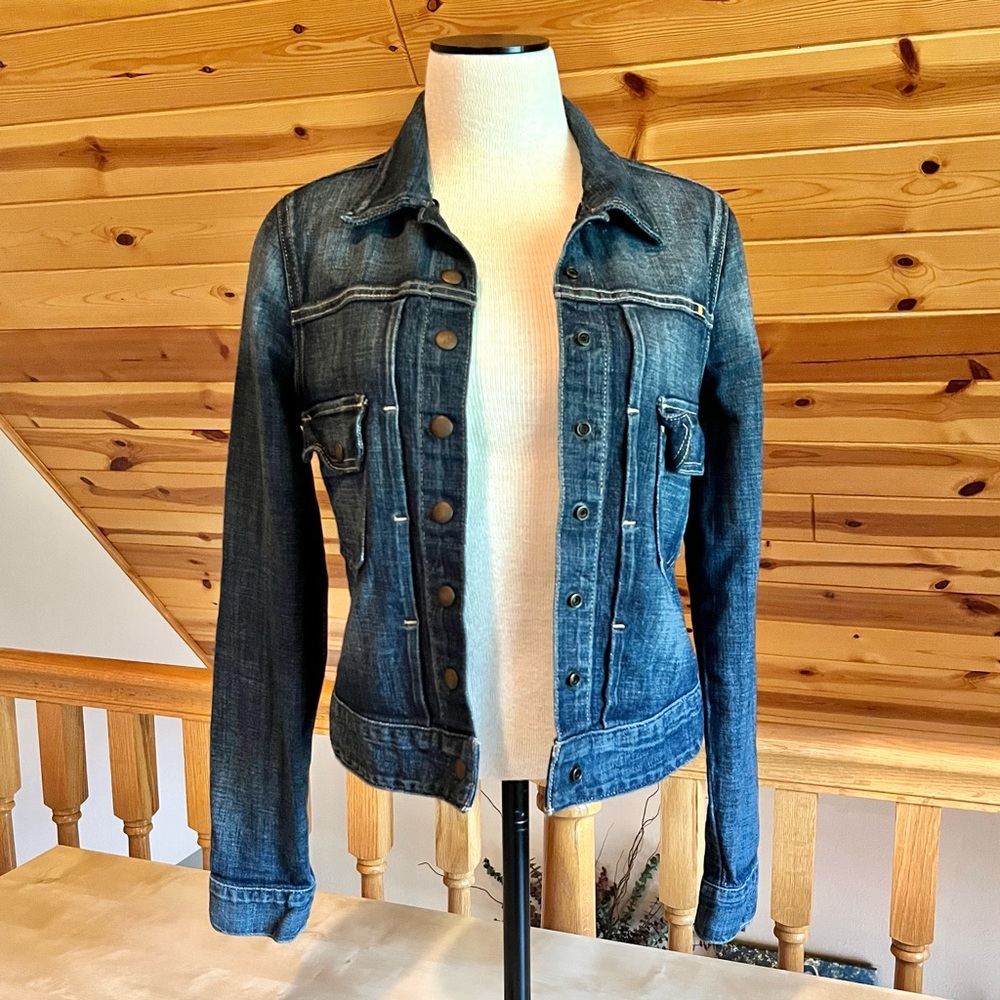 Lucky Brand Women's Dark Wash Denim Jacket Snap Buttons Size S/P